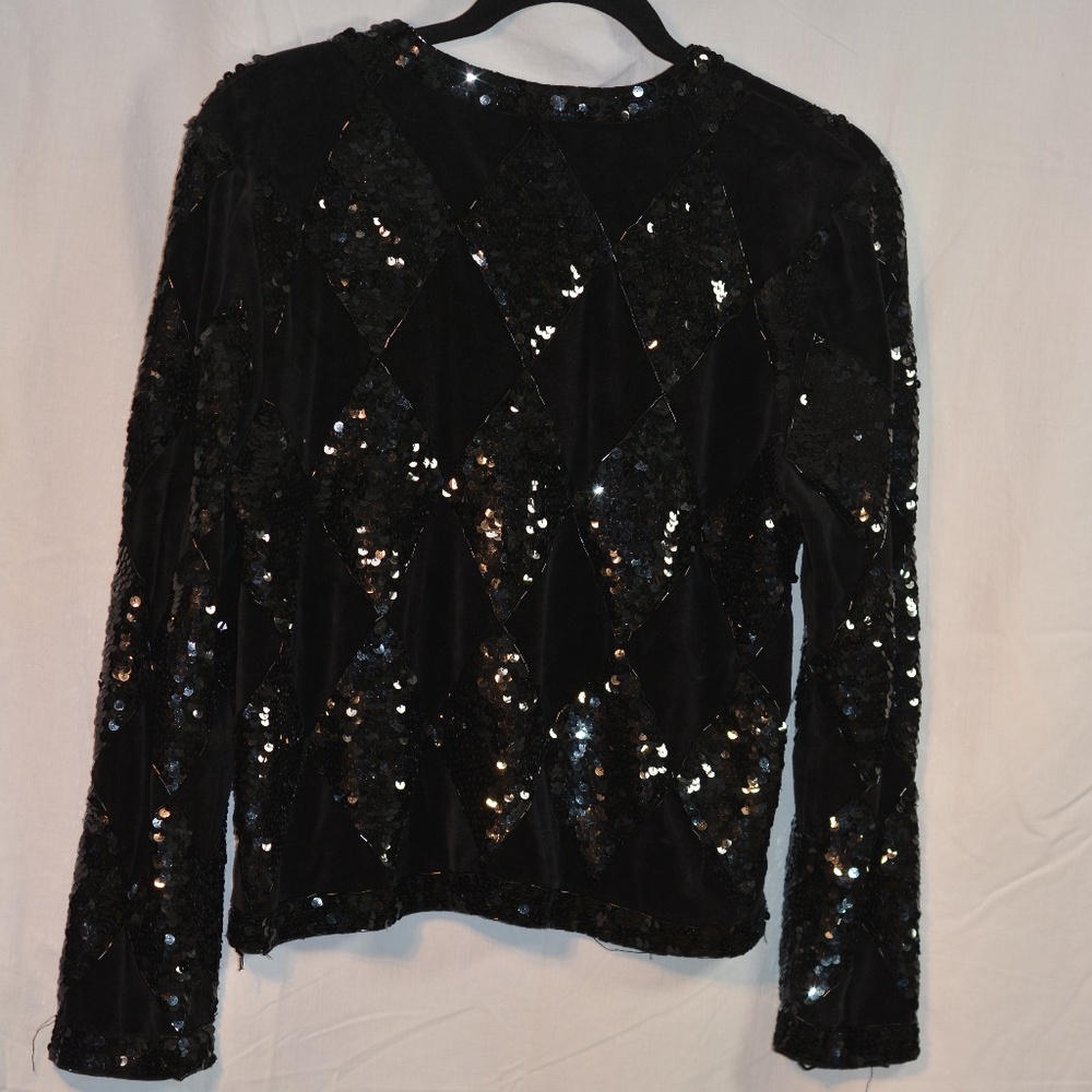 Vintage Adrienne Vittadini Sequined Velour Jacket Sz M